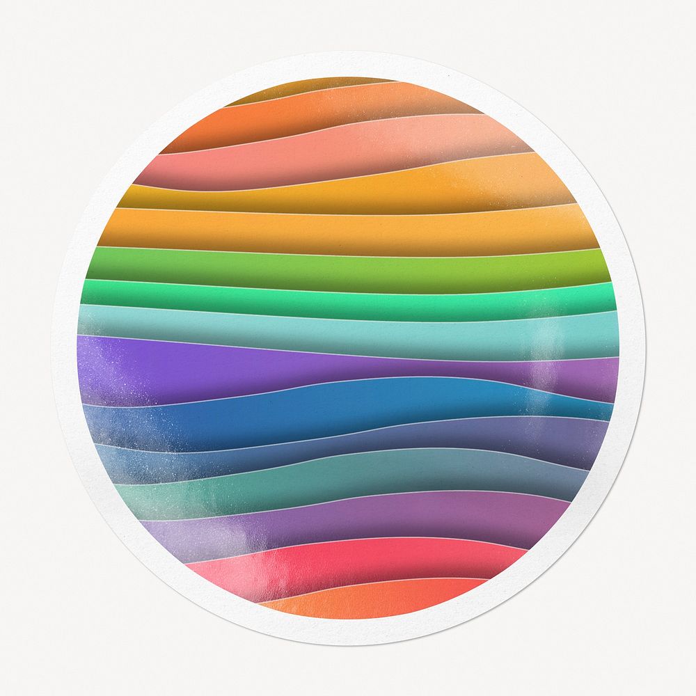 Rainbow paper waves in circle frame, texture image