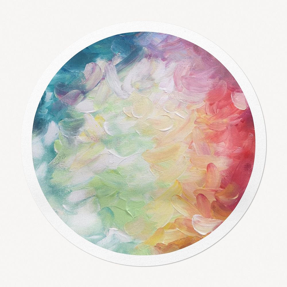 Colorful abstract painting in circle frame, art image