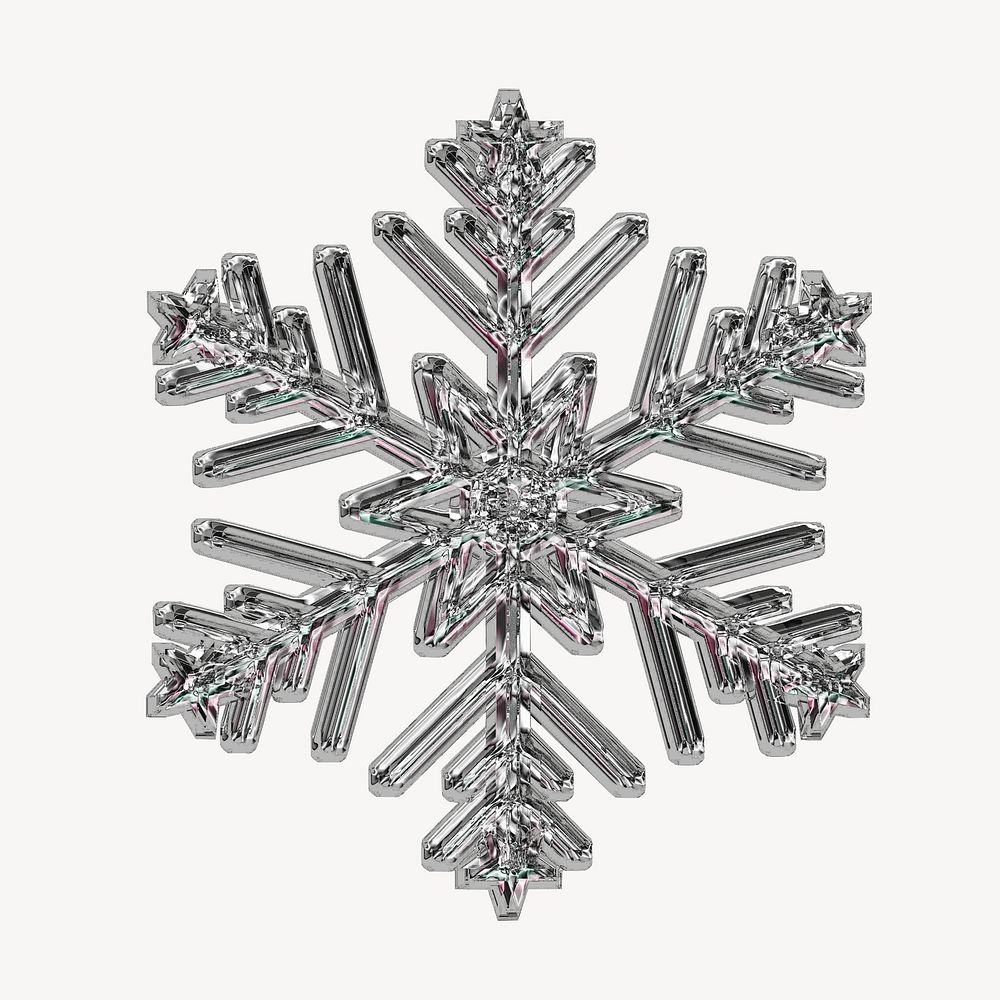 Silver snowflake sticker, Christmas isolated image psd