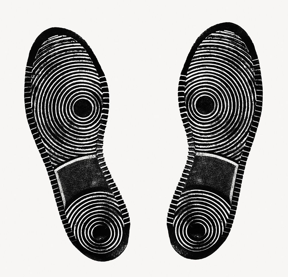 Sneaker footprints, shoe sole isolated image