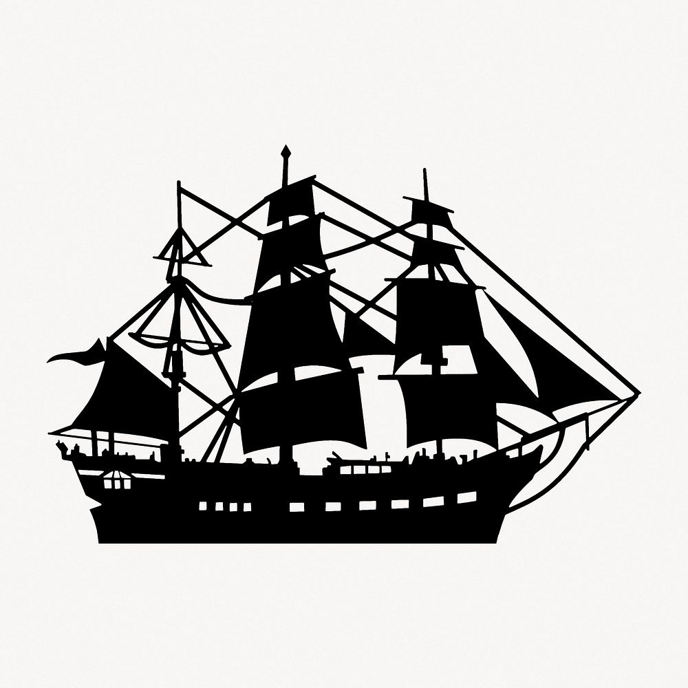 Sail ship silhouette, white design | Free Photo - rawpixel