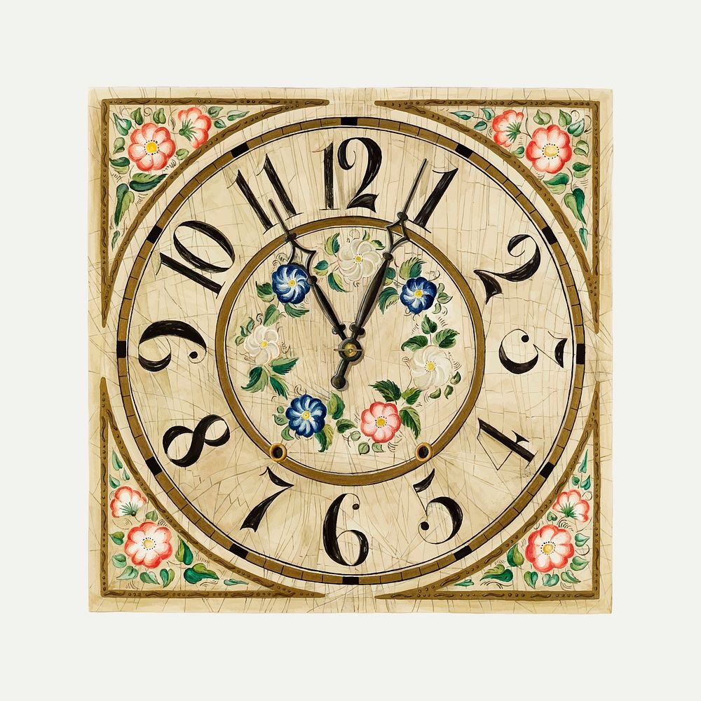 Vintage clock face vector illustration, remixed from the artwork by Gene Luedke