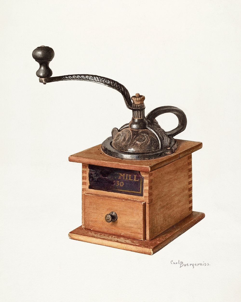 Coffee Mill (ca. 1940) by Carl Buergerniss. Original from The National Gallery of Art. Digitally enhanced by rawpixel.