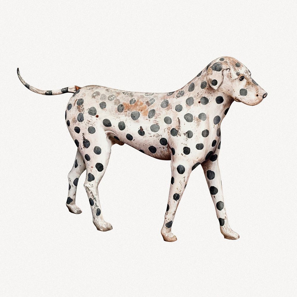Dalmatian dog collage element, vintage illustration psd