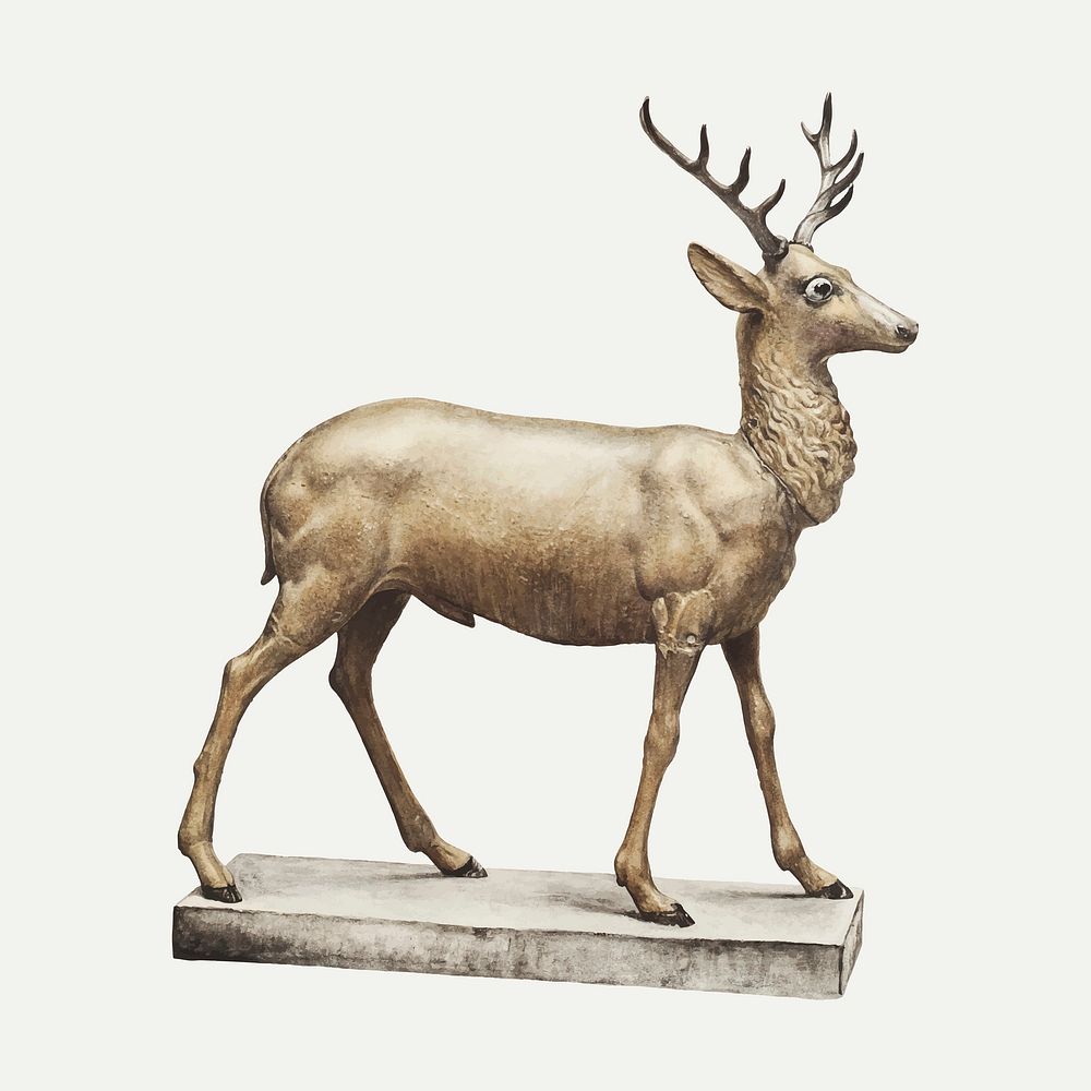 Vintage deer figure illustration vector, remixed from the artwork by Elisabeth Fulda