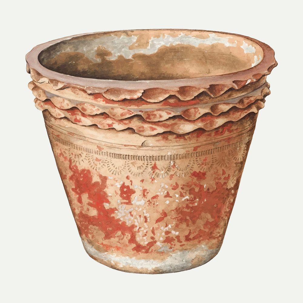 Vintage flower pot vector illustration, remixed from the artwork by William Spiecker