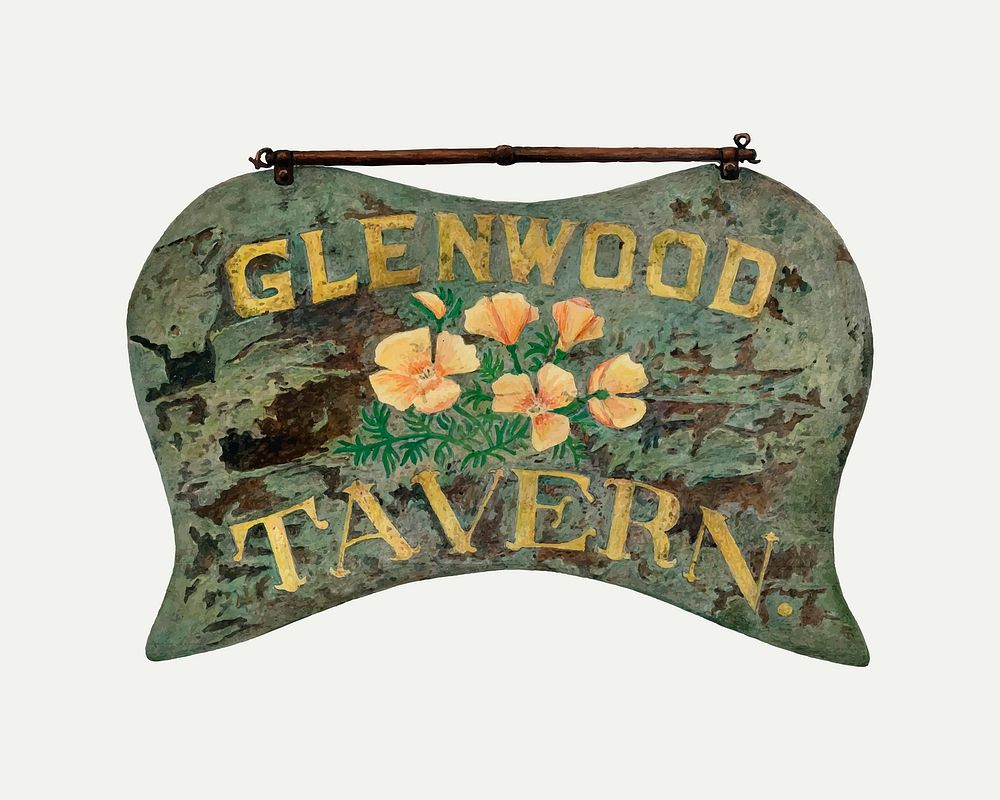 Vintage tavern sign illustration vector, remixed from the artwork by Robert W.R. Taylor