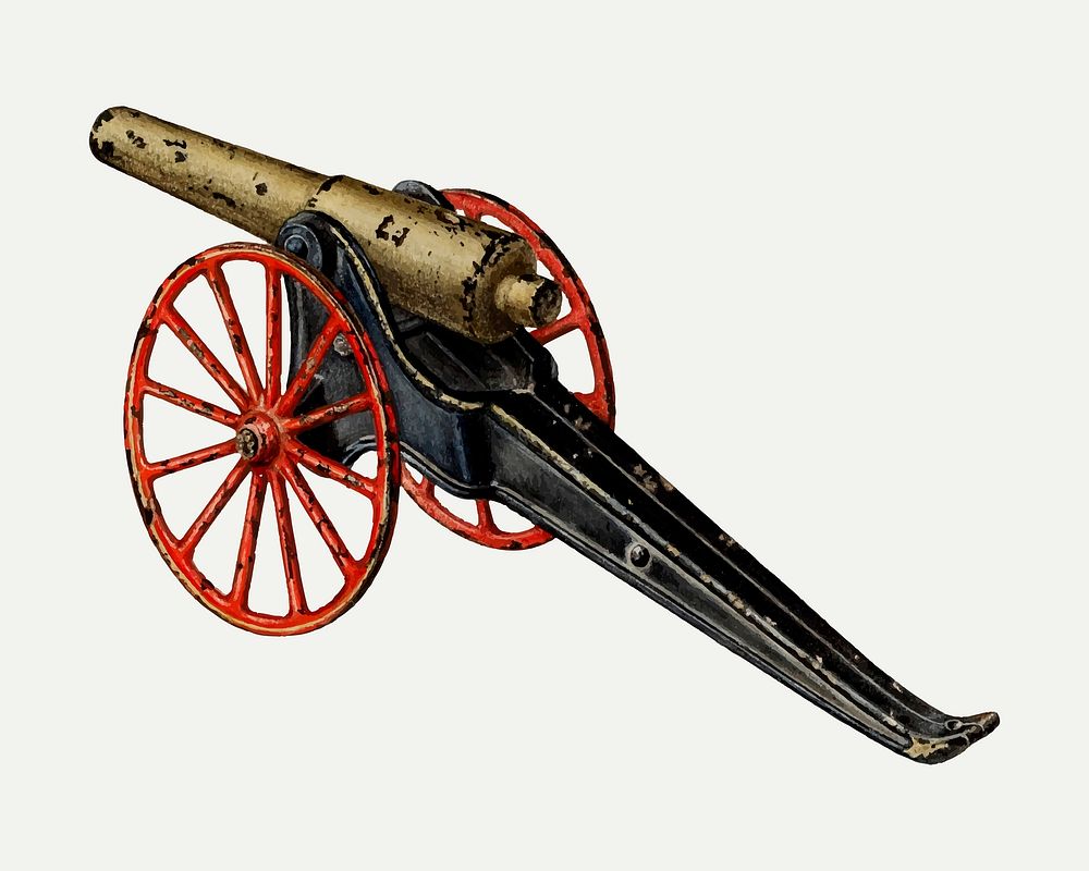 Vintage toy cannon illustration vector, remixed from the artwork by Charles Henning