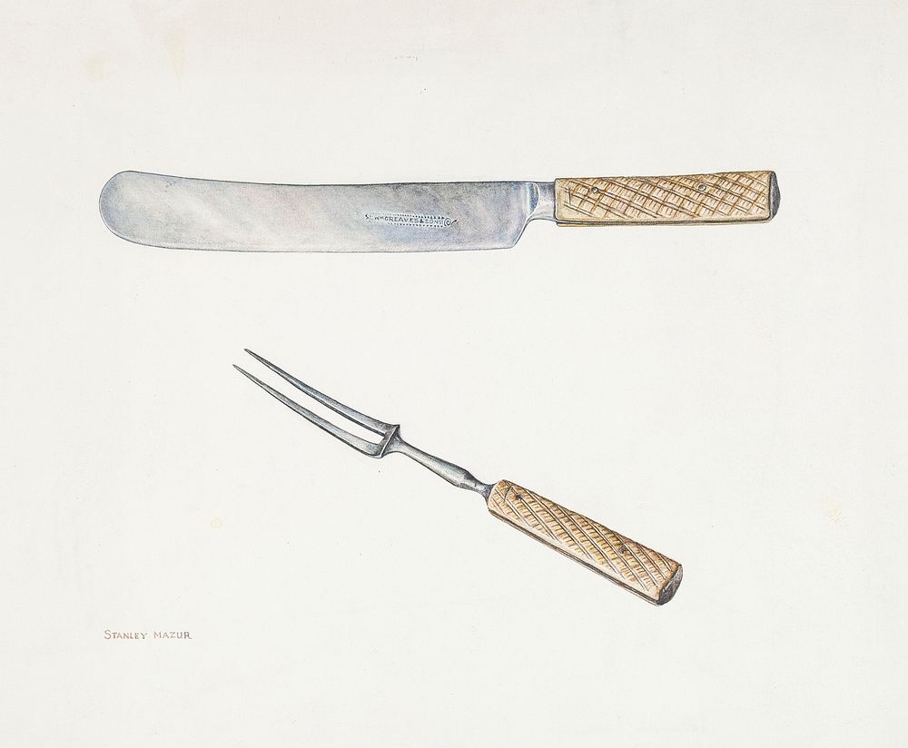 Knife and Fork (ca. 1939) by Stanley Mazur. Original from The National Gallery of Art. Digitally enhanced by rawpixel.