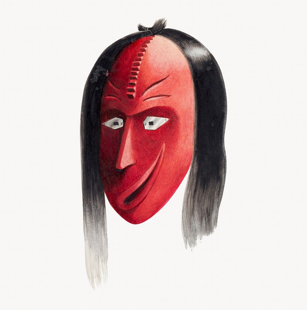 Evil mask vintage illustration