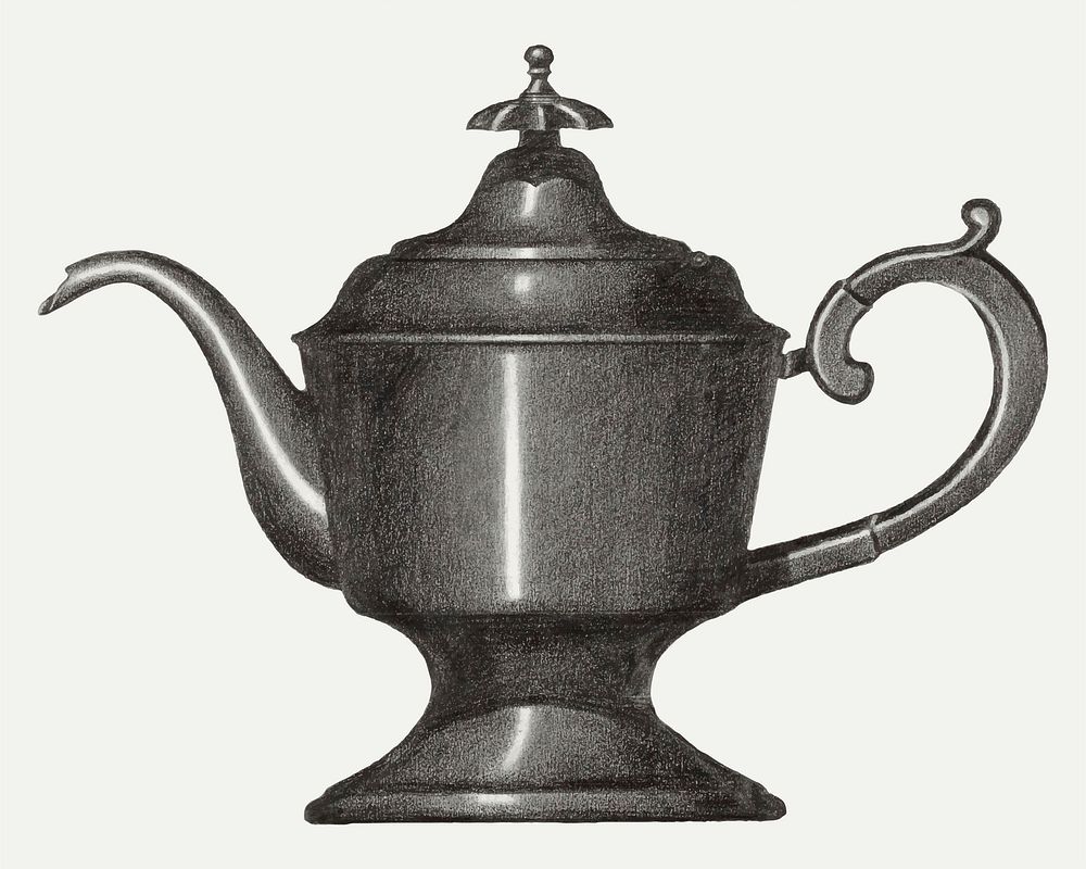 Vintage coffee pot illustration vector, remixed from the artwork by Herman Bader