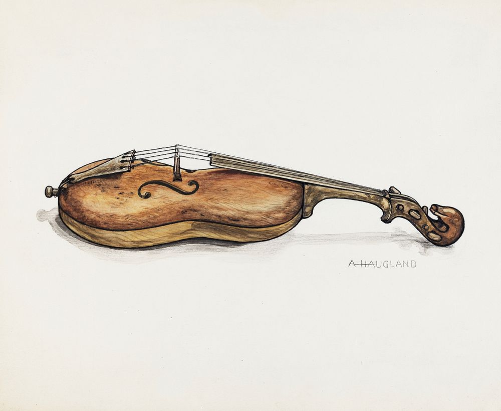 Violin (ca.1937) by Augustine Haugland. Original from The National Gallery of Art. Digitally enhanced by rawpixel.