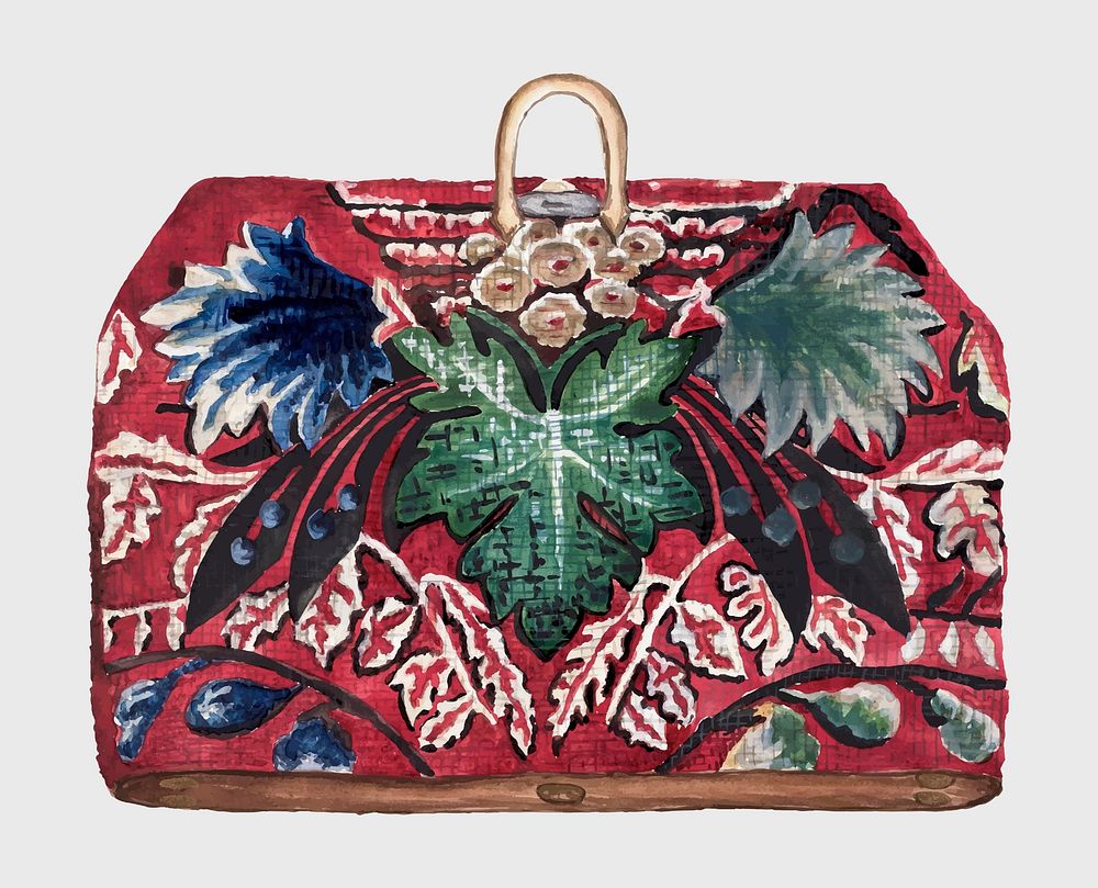 Antique carpet bag vector design element, remixed from artworks by Beulah Bradleigh
