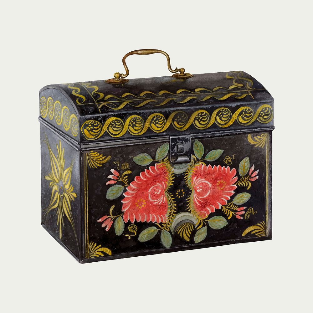 Antique decorative vector chest design element, remixed from artworks by Thomas Watts