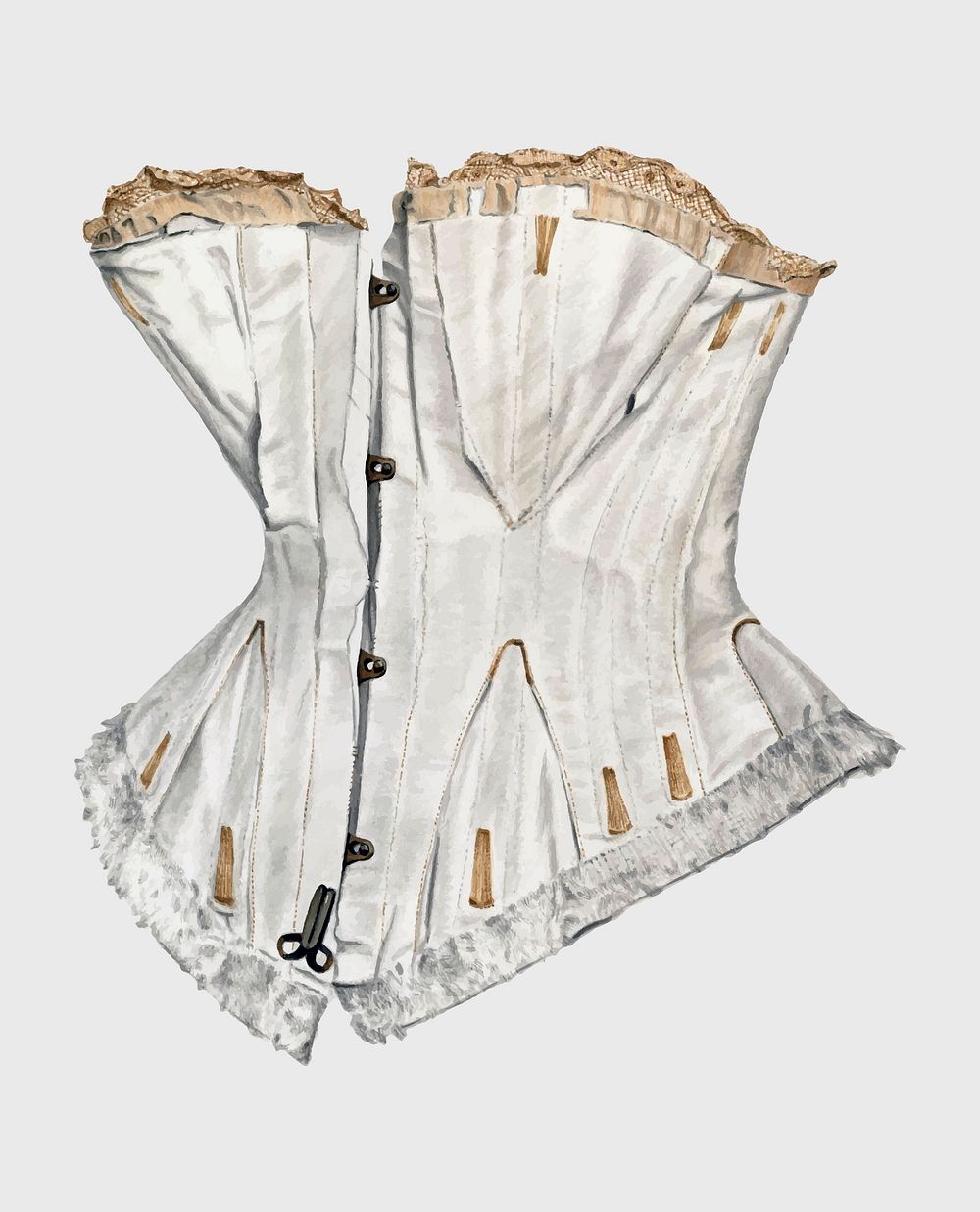 Wedding Corset vector vintage illustration, remixed from the artwork by Virginia Berge.