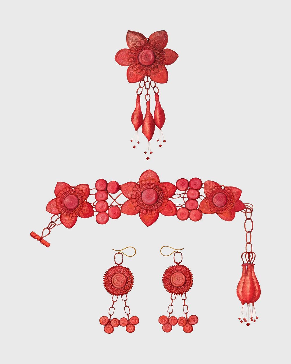 Vintage red jewelry vector, remix from artwork by William High