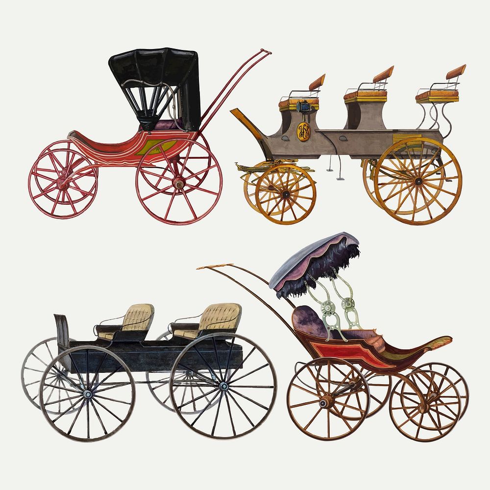 Vintage carriage vector illustration, remixed from public domain collection