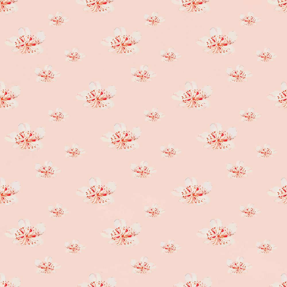 Japanese floral seamless pattern vector background, remix from artworks by Megata Morikaga