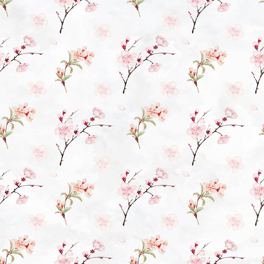Plum blossom seamless pattern vector background, remix from artworks by Megata Morikaga