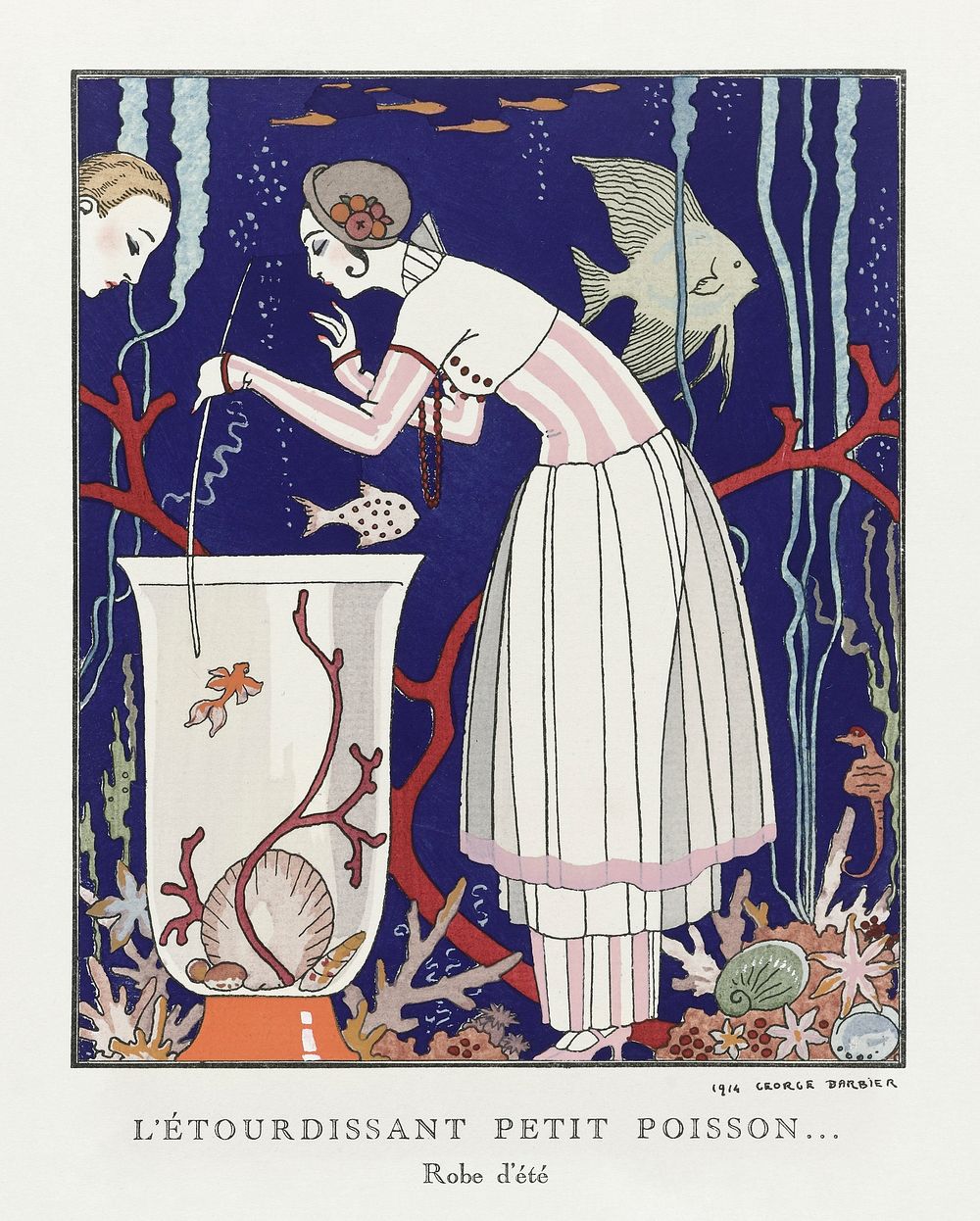L'&eacute;tourdissant petit poisson: Robe d'&eacute;t&eacute; (1914) fashion illustration in high resolution by George…