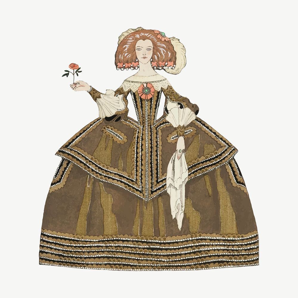 Victorian costume19th century fashion vector, remix from artworks by George Barbier
