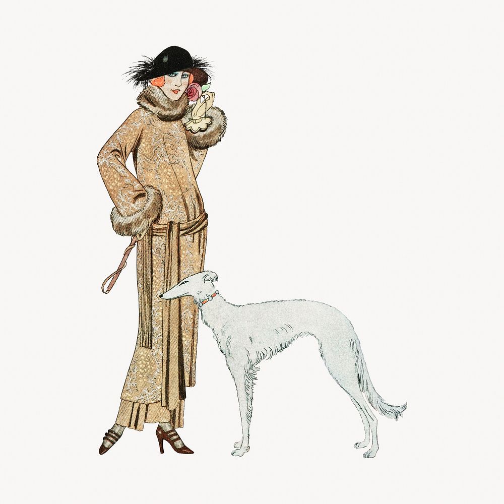 Art deco fashion illustration, George Barbier-inspired vintage artwork, remixed by rawpixel