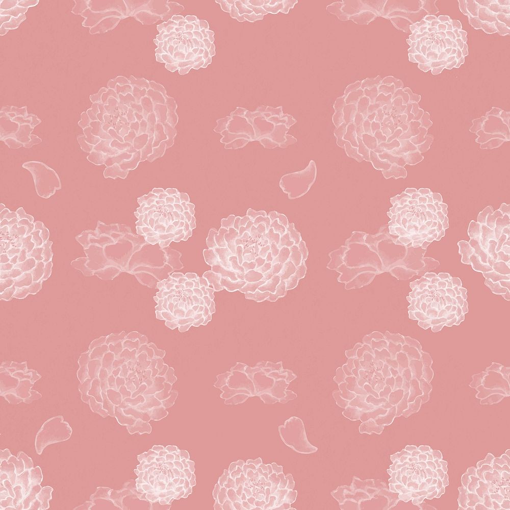 Peony seamless botanical pattern vector background, remix from artworks by Zhang Ruoai