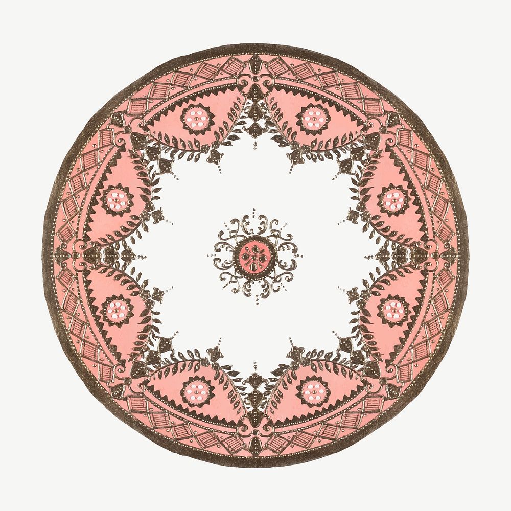 Vintage floral mandala pattern on platter vector, remixed from Noritake factory china porcelain dinnerware design