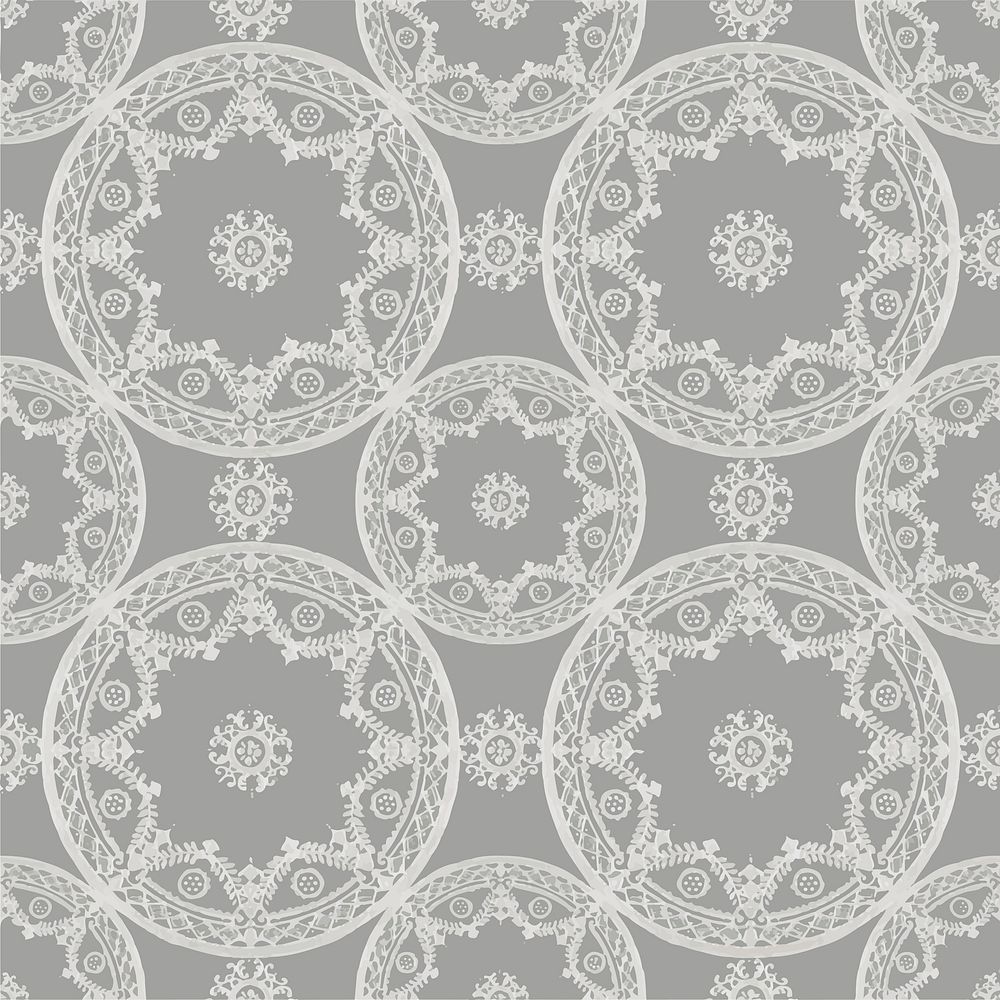 Floral mandala pattern background vector in gray, remixed from Noritake factory china porcelain tableware design