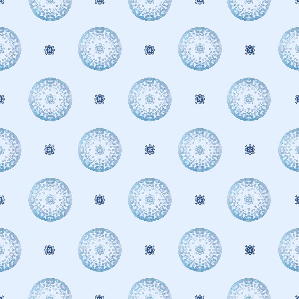 Floral mandala pattern background vector in blue, remixed from Noritake factory china porcelain tableware design