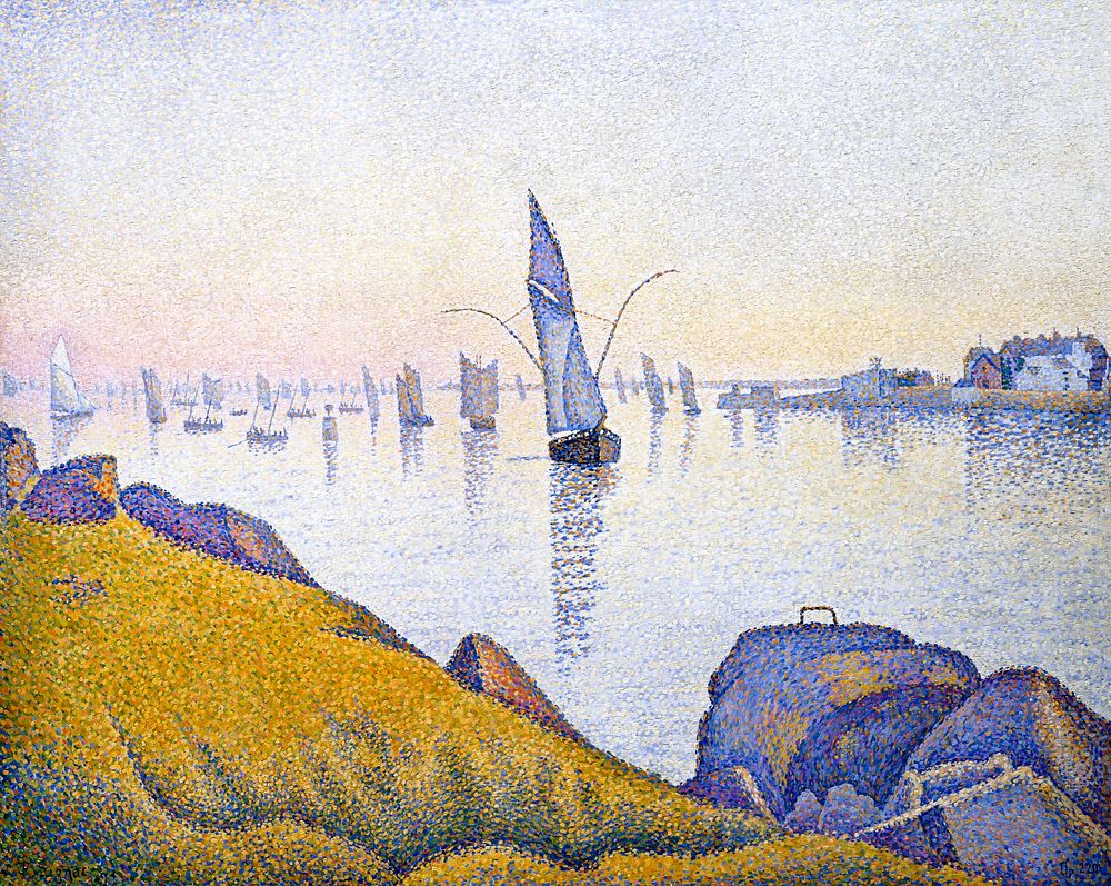 Evening Calm, Concarneau, Opus 220 (Allegro Maestoso) (1891) painting in high resolution by Paul Signac. Original from The…