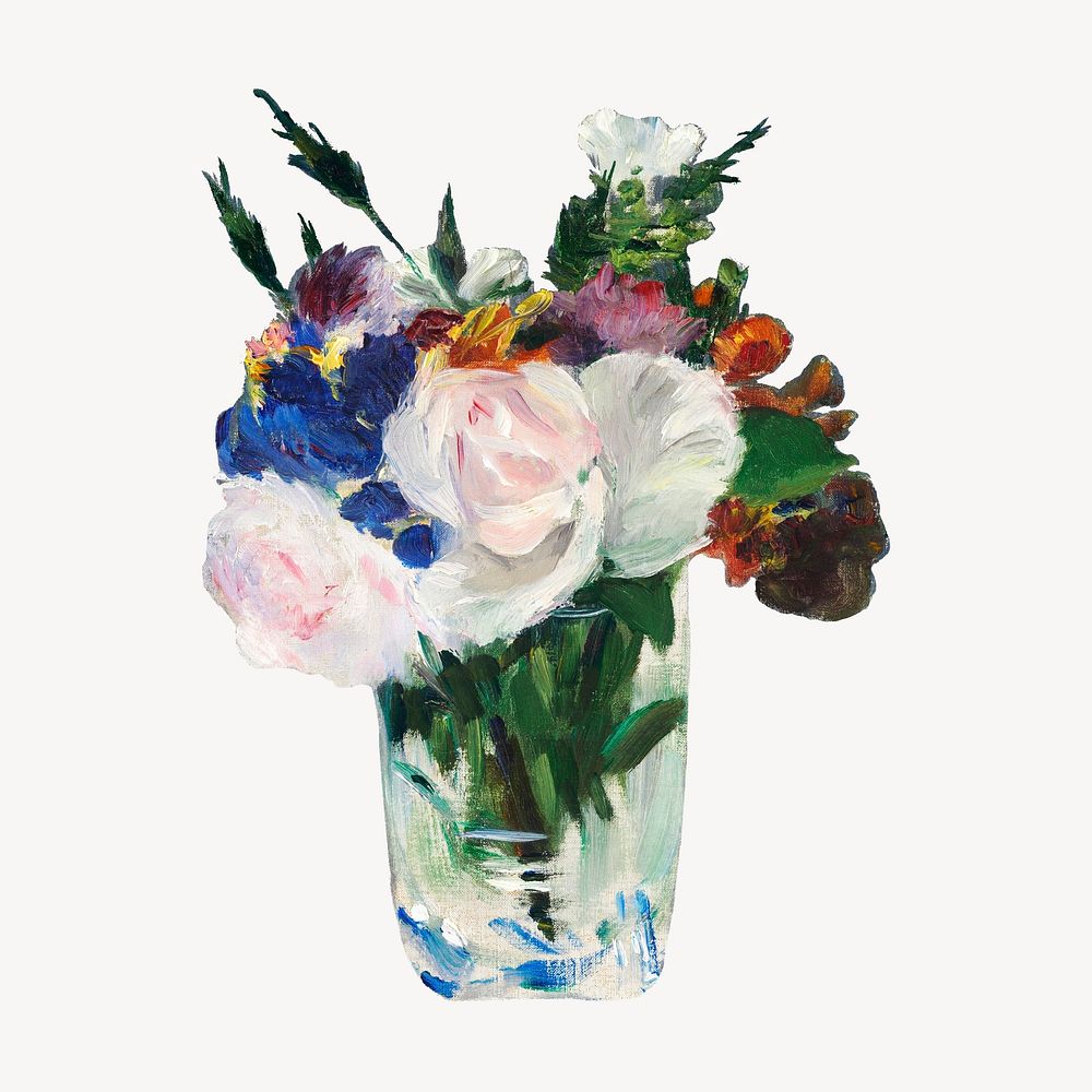 Flowers in a Crystal vase collage element, Edouard Manet's vintage illustration psd
