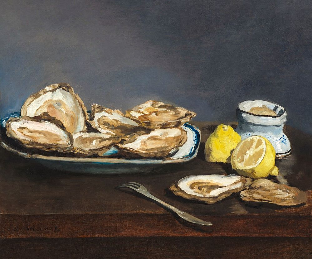 Oysters (1862) painting in high resolution by Edouard Manet. Original from National Gallery of Art. Digitally enhanced by…