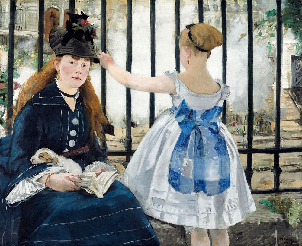 The Railway (1873) painting in high resolution by Edouard Manet. Original from National Gallery of Art. Digitally enhanced…