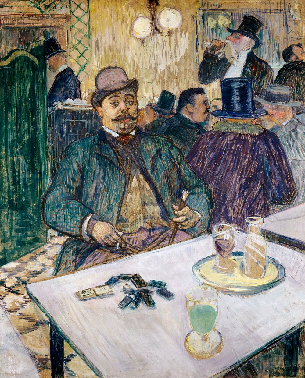Monsieur Boileau at the Caf&eacute; (1893) painting in high resolution by Henri de Toulouse&ndash;Lautrec. Original from The…