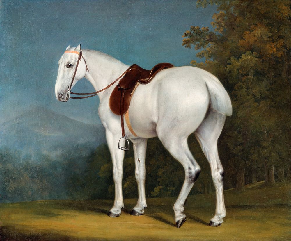 A Lady's Grey Hunter (ca. 1806) painting in high resolution by Jacques&ndash;Laurent Agasse. Original from The Yale…