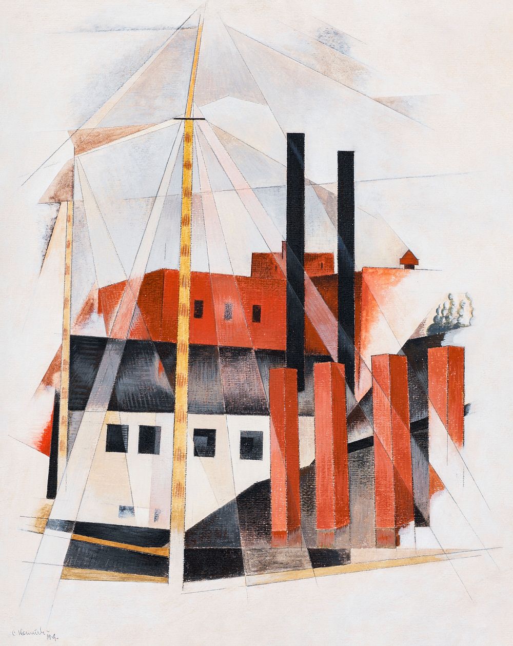 Piano Mover's Holiday (1919) painting in high resolution by Charles Demuth. Original from The Barnes Foundation. Digitally…