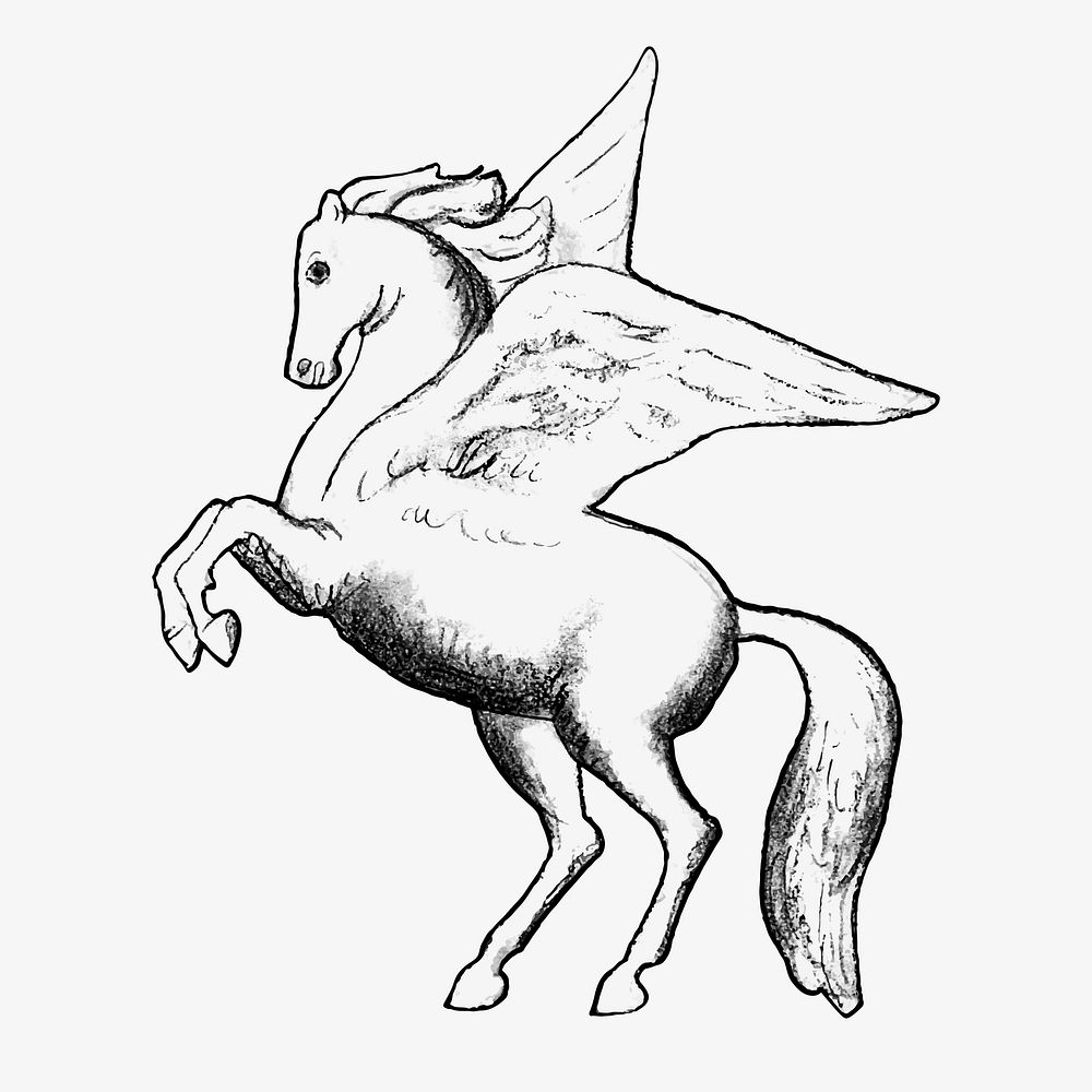 Pegasus vector vintage drawing, remixed from artworks from Leo Gestel