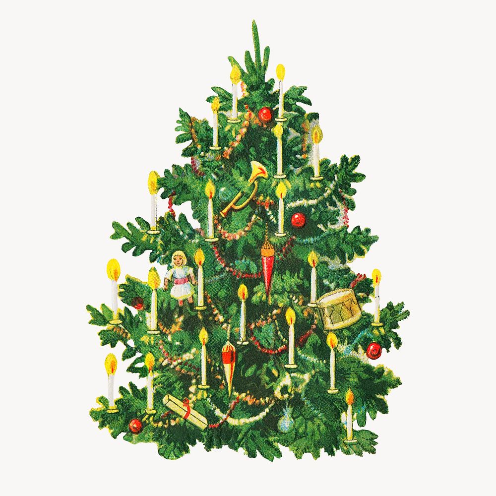 Christmas tree vintage illustration