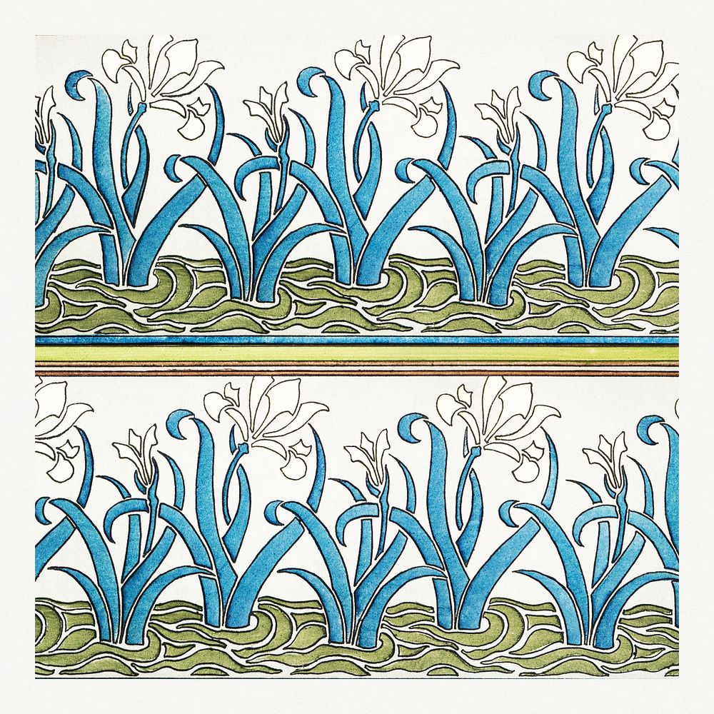 Art nouveau iris flower pattern | Premium Photo - rawpixel
