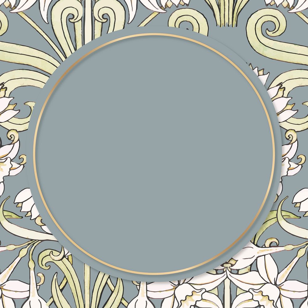 Vintage jonquil flower vector frame design element