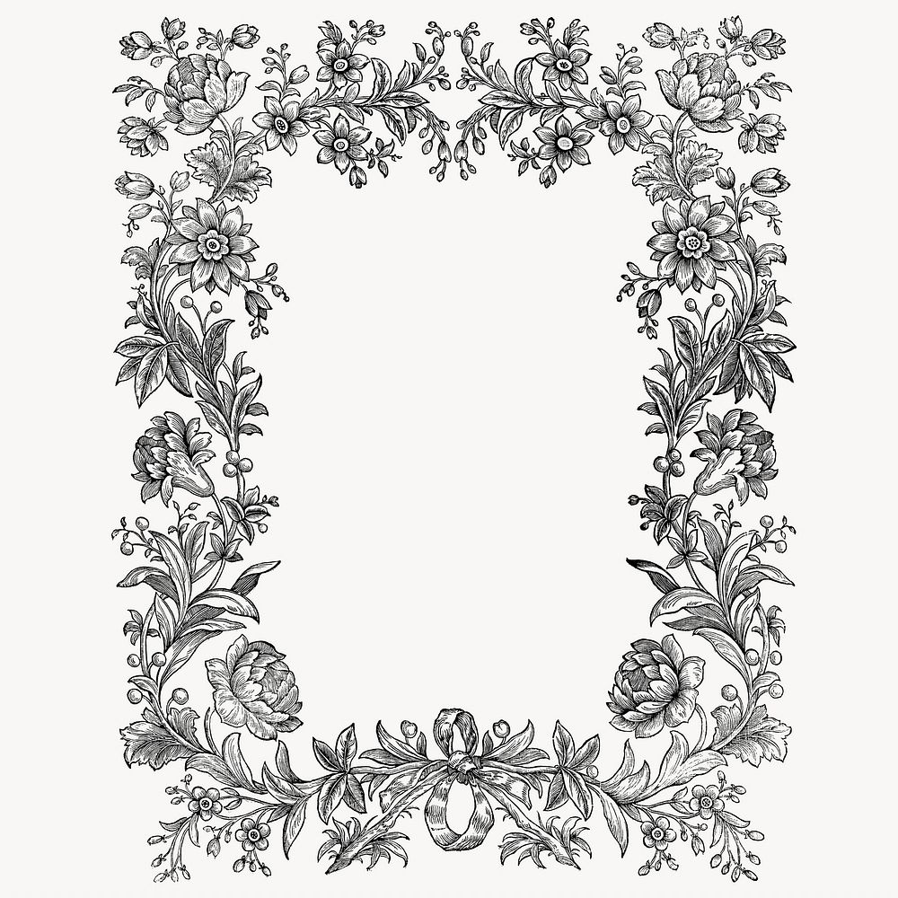 Flower frame, aesthetic vintage illustration