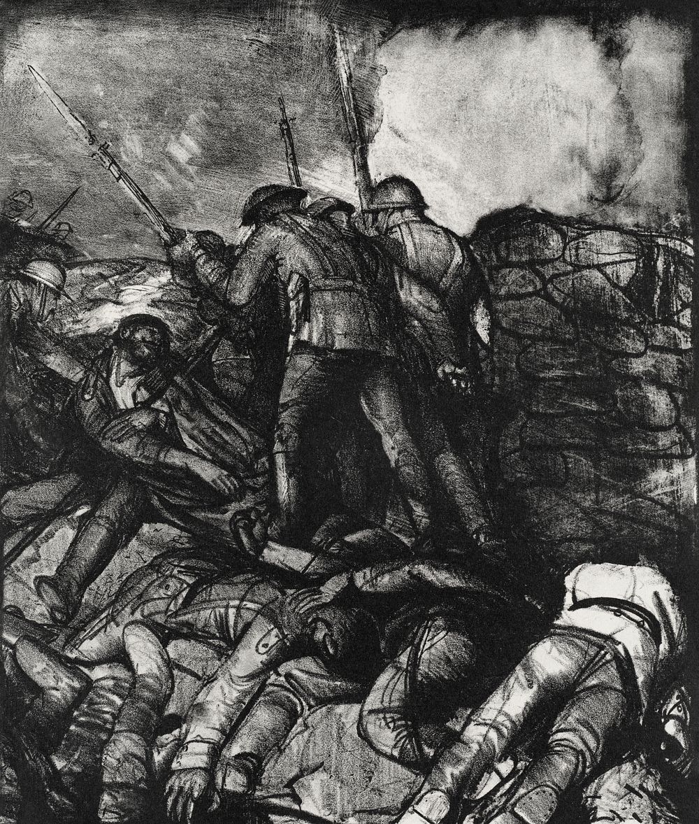 The charge, right detail, second state (1918) print in high resolution by George Wesley Bellows. Original from the Boston…