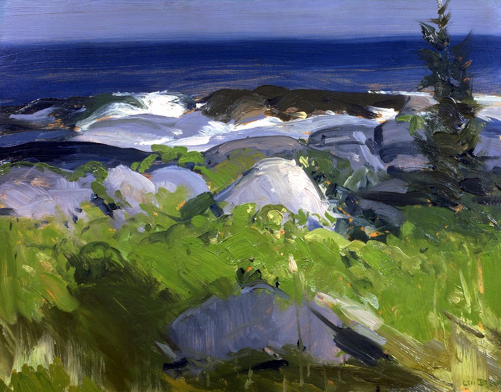 Vine Clad Shore, Monhegan Island (1913) painting in high resolution by George Wesley Bellows. Original from Smithsonian…