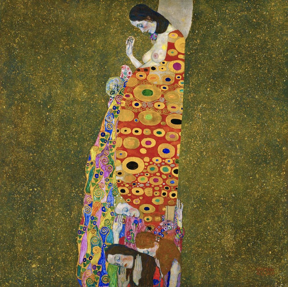 Gustav Klimt's Hope II (1907-1908) famous painting. Original from Wikimedia Commons. Digitally enhanced by rawpixel.