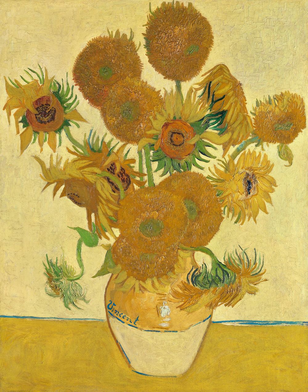 Vincent van Gogh's Sunflowers (1888) famous still life painting. Original from Wikimedia Commons. Digitally enhanced by…