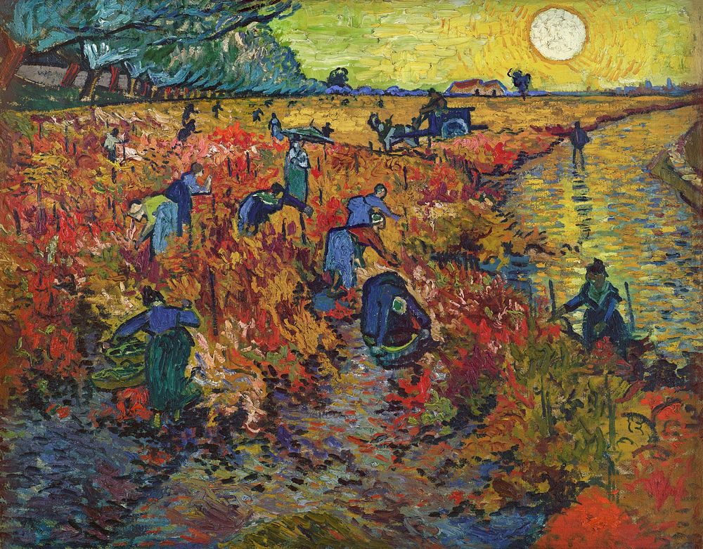 Vincent van Gogh's The Red Vineyard (1888) famous landscape painting. Original from Wikimedia Commons. Digitally enhanced by…