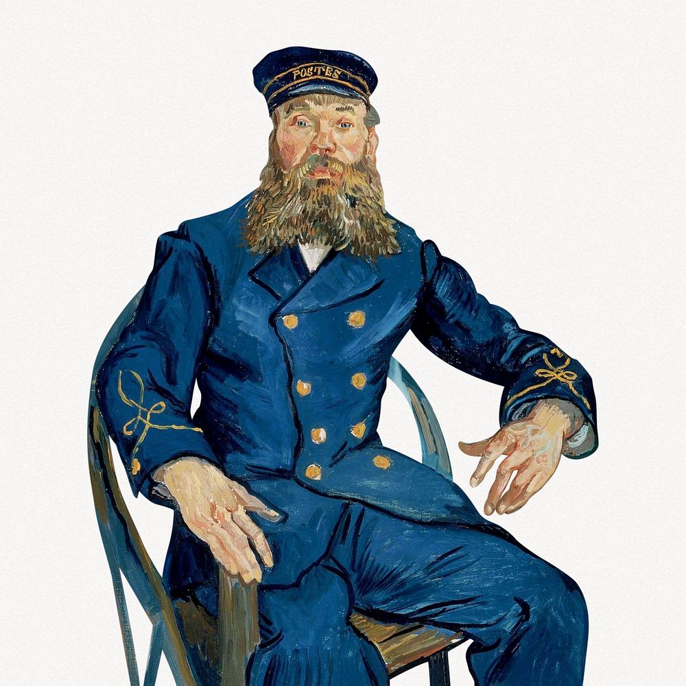 Van Gogh's Portrait of the Postman Joseph Roulin collage element, vintage illustration psd
