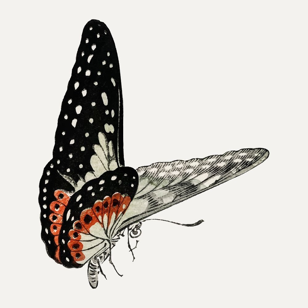 Monarch butterfly sticker, vintage illustration vector, remix from the artwork of Morimoto Toko