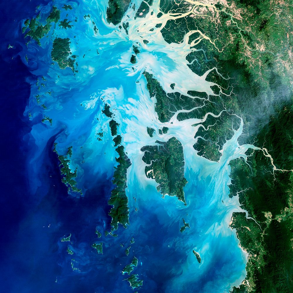 The southernmost reaches of Burma (Myanmar), the Mergui Archipelago along the border with Thailand. Original from NASA .…